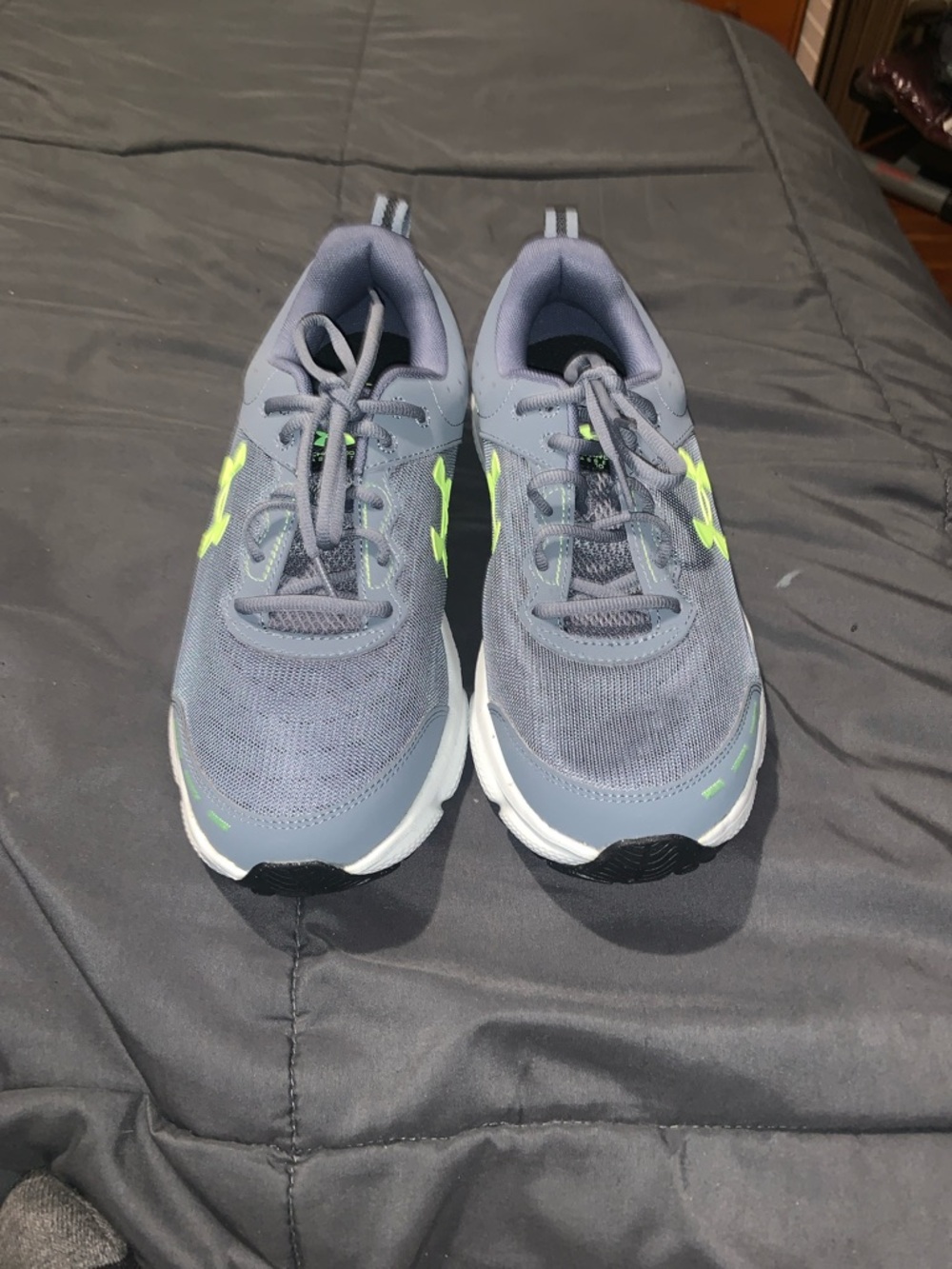 Under Armour Mens Gray Sneakers with Neon Yellow Accents